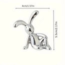 Chrome Bunny Figurines, Set of 2