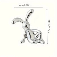 Chrome Bunny Figurines, Set of 2