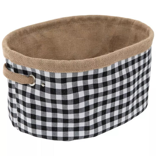 Buffalo Check and Burlap Basket