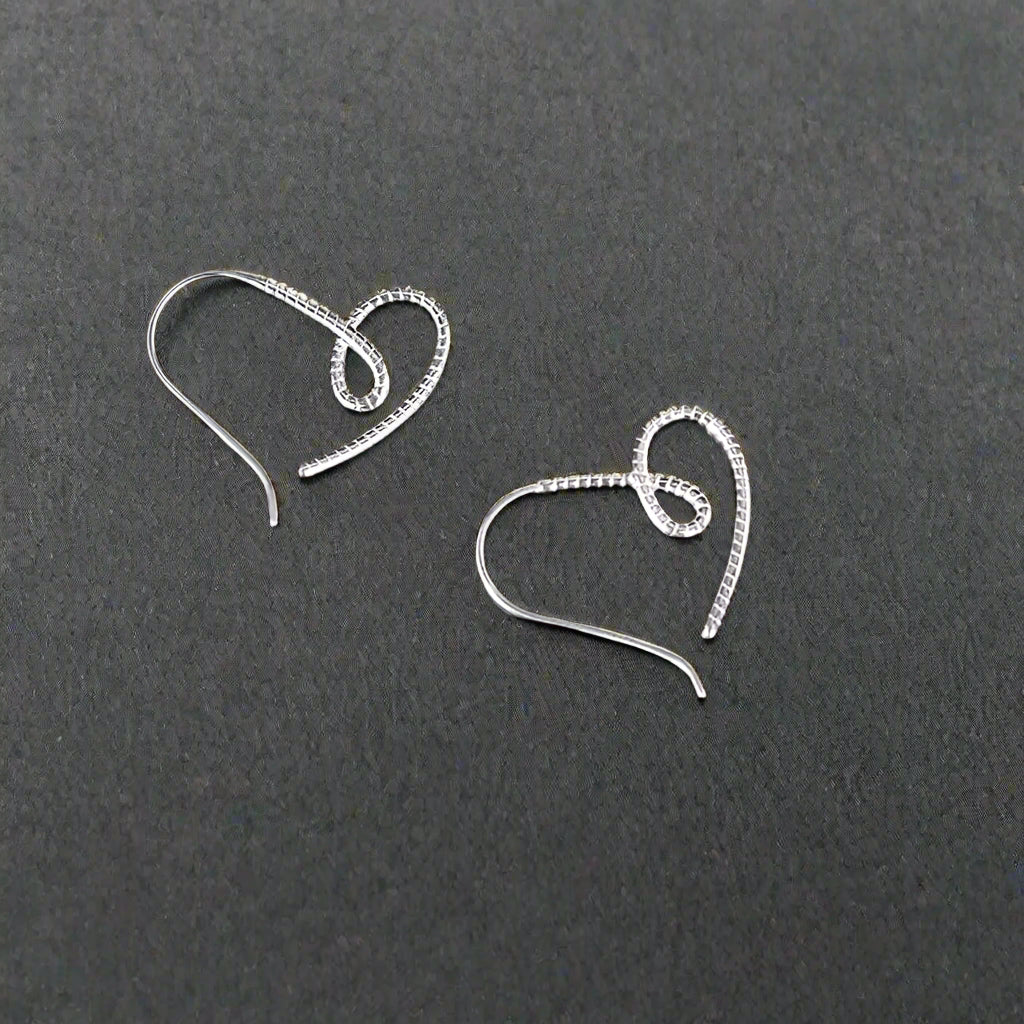Sterling Silver Twisted Heart Loop Earrings