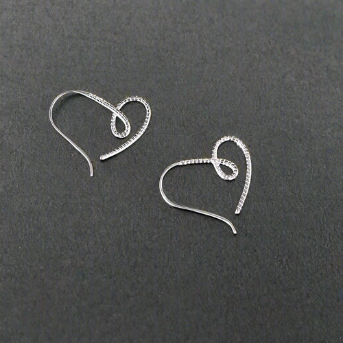 Sterling Silver Twisted Heart Loop Earrings