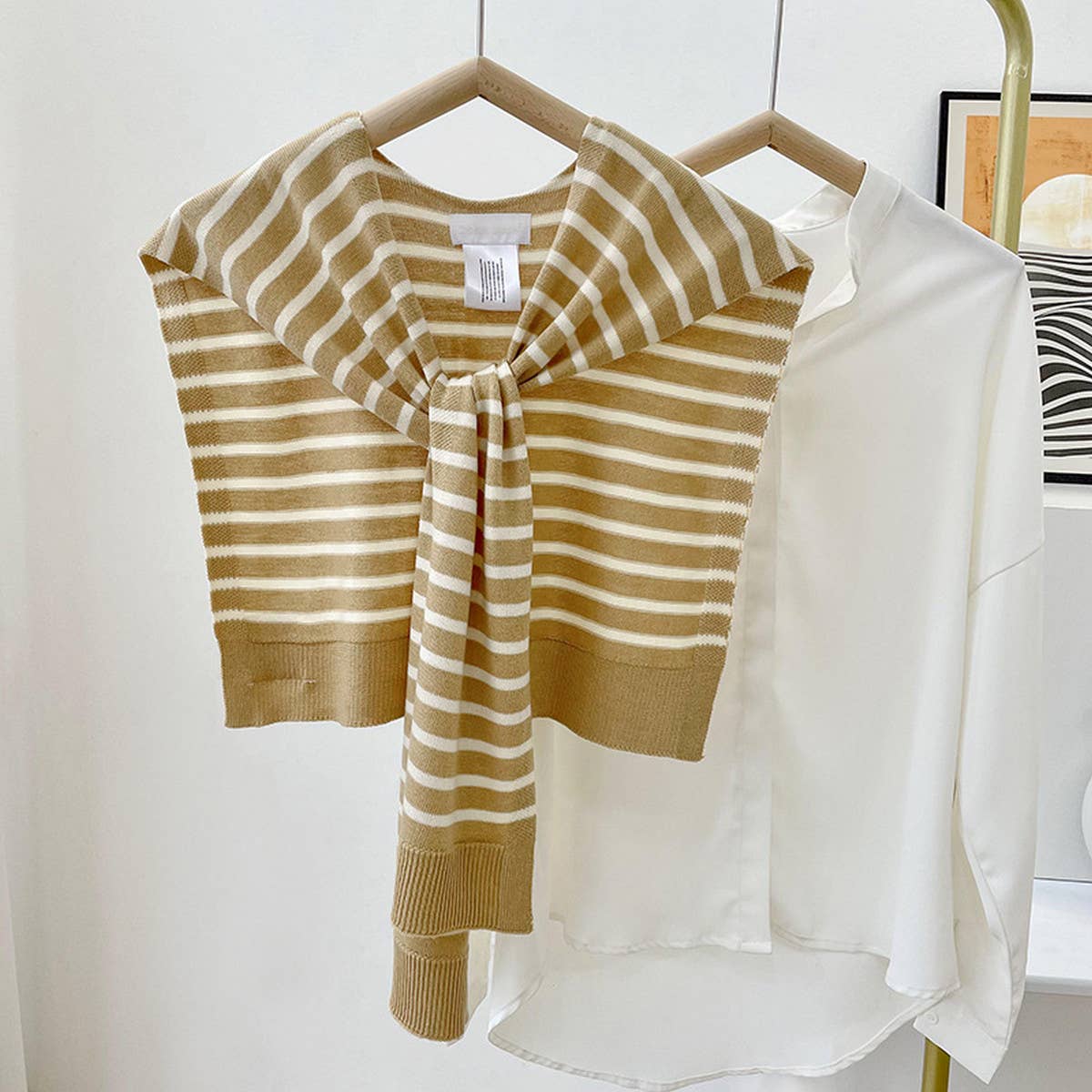 STRIPED KNITTED OUTER SHAWL_CWASC0758