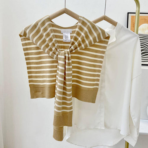 STRIPED KNITTED OUTER SHAWL_CWASC0758