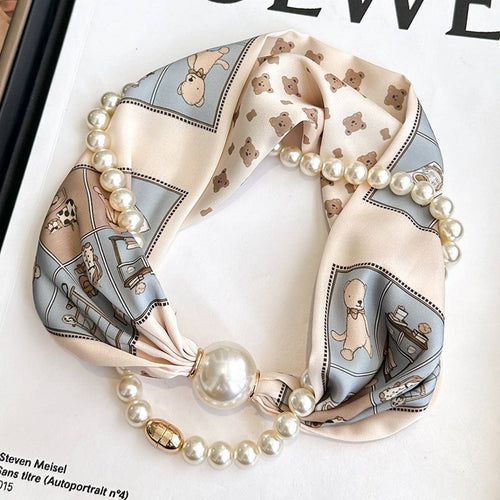 Pearl Magnetic Skinny Silk Neck Scarf_CWASC03931