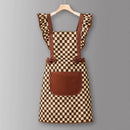 Houndstooth /Solid Color Waterproof Work Apron_CWMM6792
