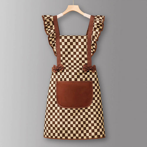 Houndstooth /Solid Color Waterproof Work Apron_CWMM6792