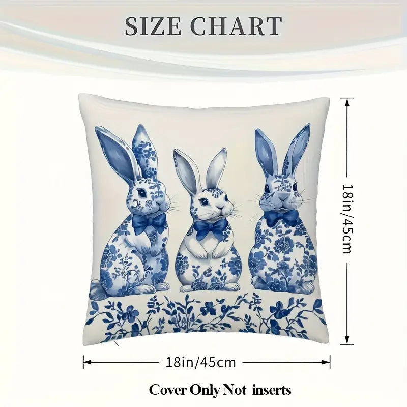 Blue and White Bunny Pillow Covers