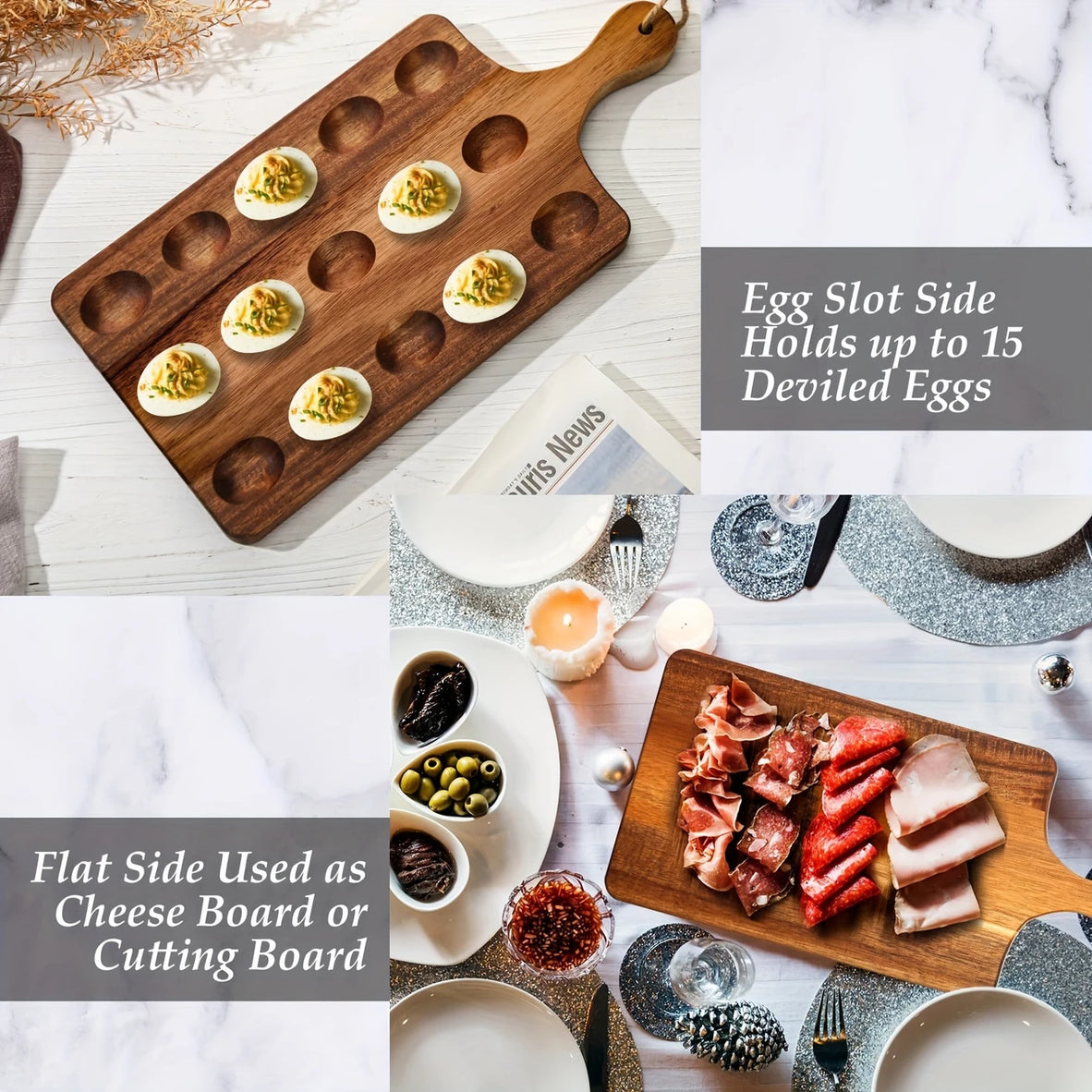 Reversible Wooden Egg Platter