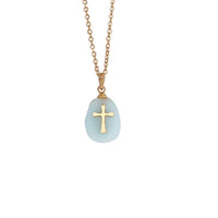 WOMEN NATURAL STONE CROSS NECKLACE_CWAJE0630
