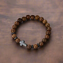 Wooden Bead Cross Bracelet