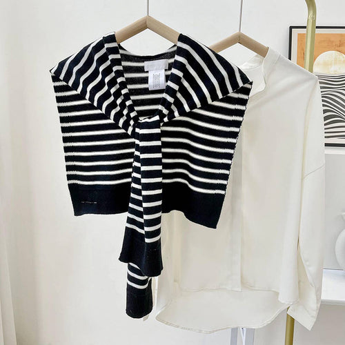STRIPED KNITTED OUTER SHAWL_CWASC0758
