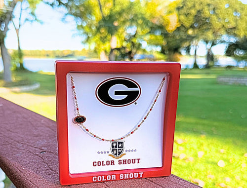 N201 GA-The Georgia Necklace: Side Set G Logo Enamel Bead Necklace