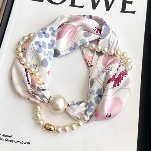 Pearl Magnetic Skinny Silk Neck Scarf_CWASC03931