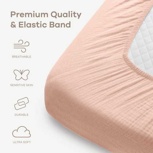 Muslin Cotton Fitted Crib Sheet, 2 Pack by Comfy Cubs