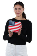 American Flag Crossbody Bag in Canvas with Chain Strap in Canvas Material
