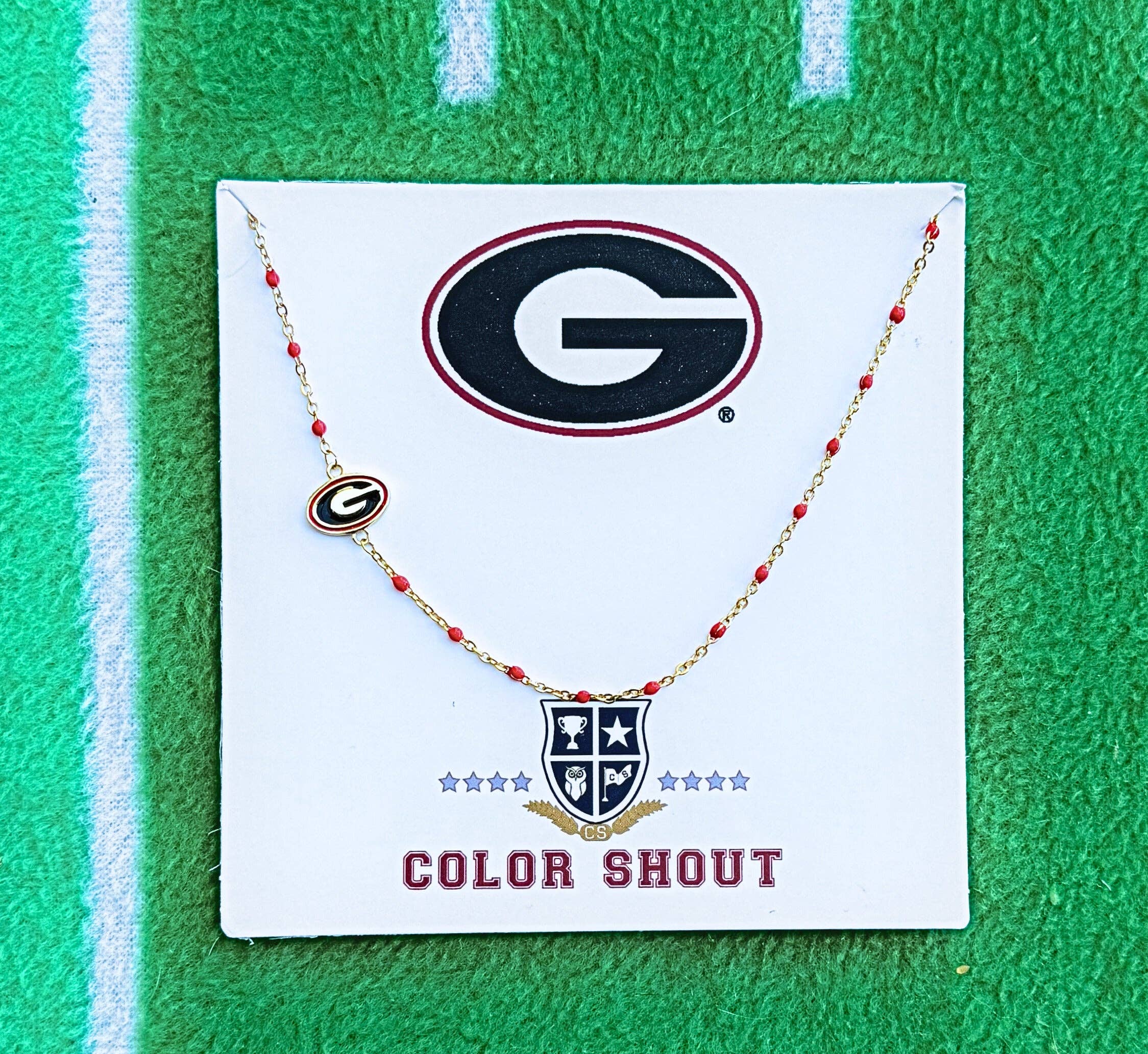 N201 GA-The Georgia Necklace: Side Set G Logo Enamel Bead Necklace