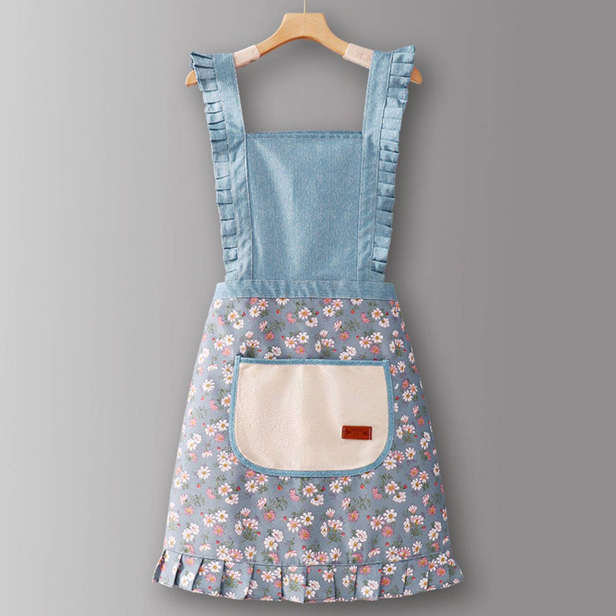 Cute Floral Canvas Apron for Women with Straps_CWMM6580