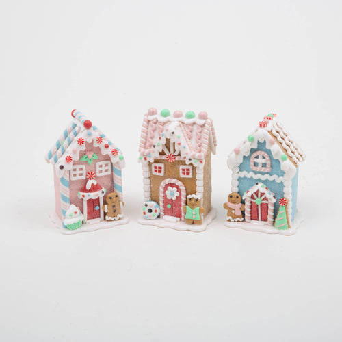 5"H Clay Dough Gingerbread House, 3 Asst