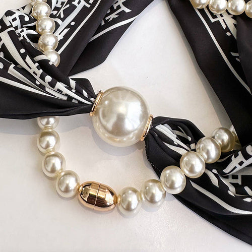 Pearl Magnetic Skinny Silk Neck Scarf_CWASC03931