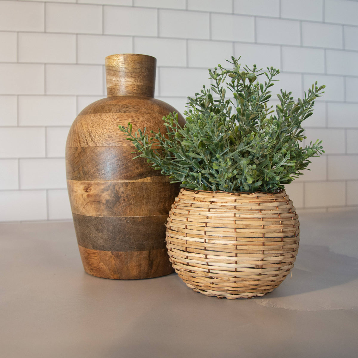 Artisan Wood 6x6x10 Natural Mango Wood Vase