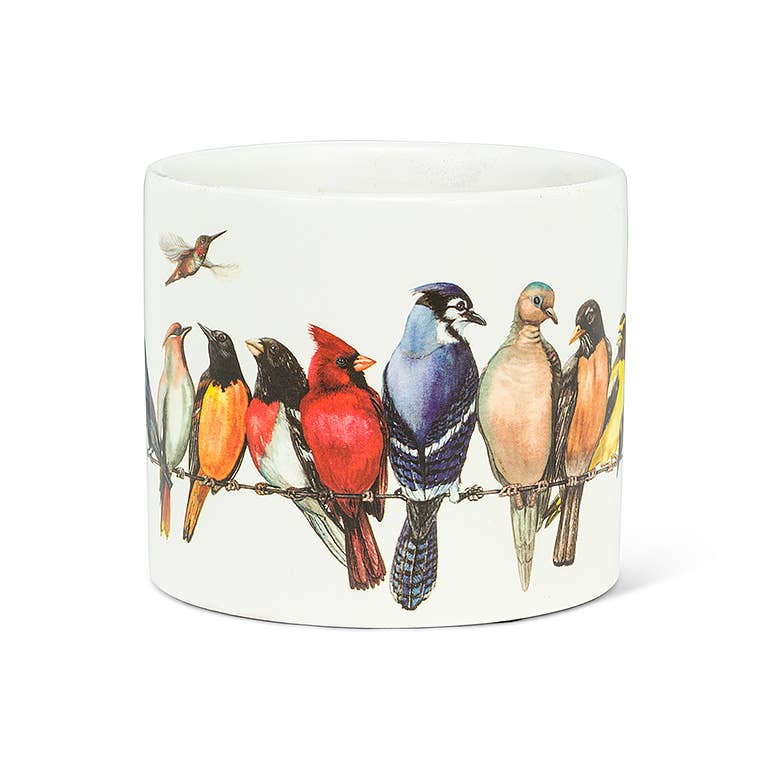 Sm Birds on Wire Planter-4.5" D