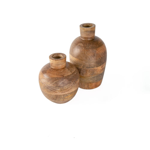 Artisan Wood 6x6x7.5 Natural Mango Wood Vase