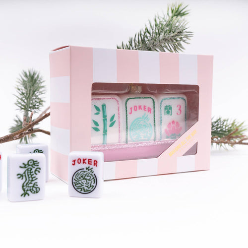 Mahjong Tile Hand-Painted Glass Christmas Ornament