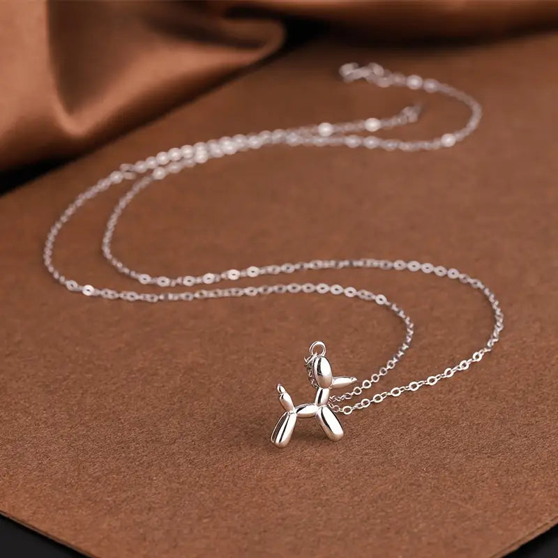 Stainless Steel Balloon Puppy Necklace