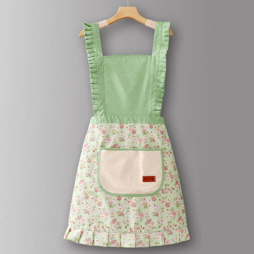 Cute Floral Canvas Apron for Women with Straps_CWMM6580