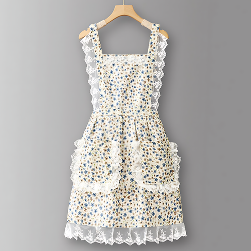 Floral Lace Trim Kitchen Apron for Women_CWMM6594