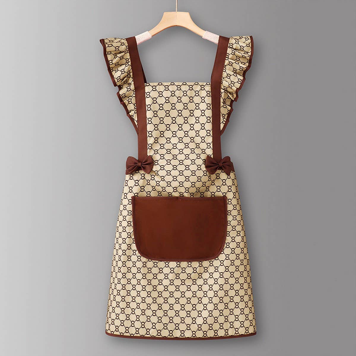 Houndstooth /Solid Color Waterproof Work Apron_CWMM6792