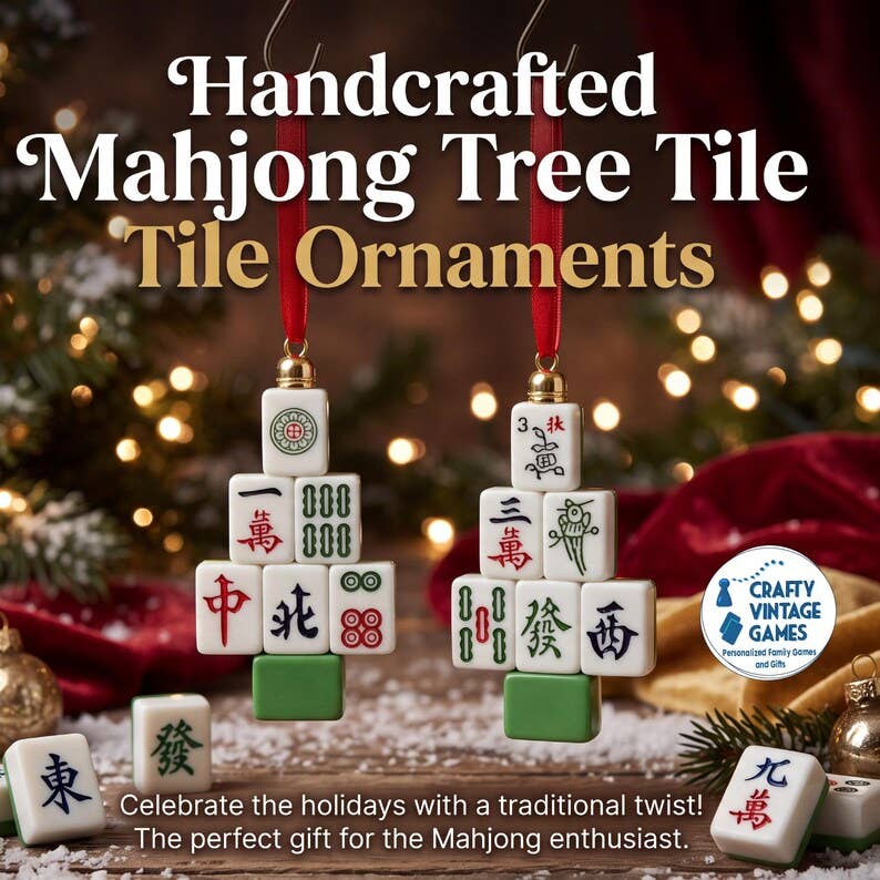 Mahjong Tile Tree Christmas Ornament, Authentic Mahjong Tiles, Mahjong Lover Gift, Game Night Decor, family Christmas Gift for mahjong mama