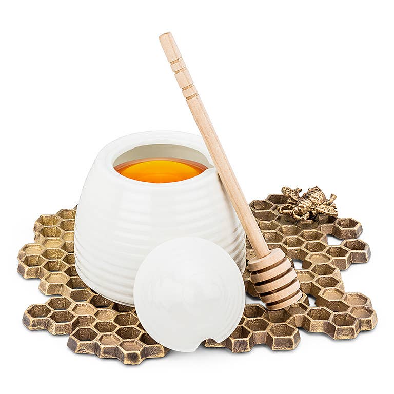 Honeycomb Trivet with Bee-8.5"L-4293