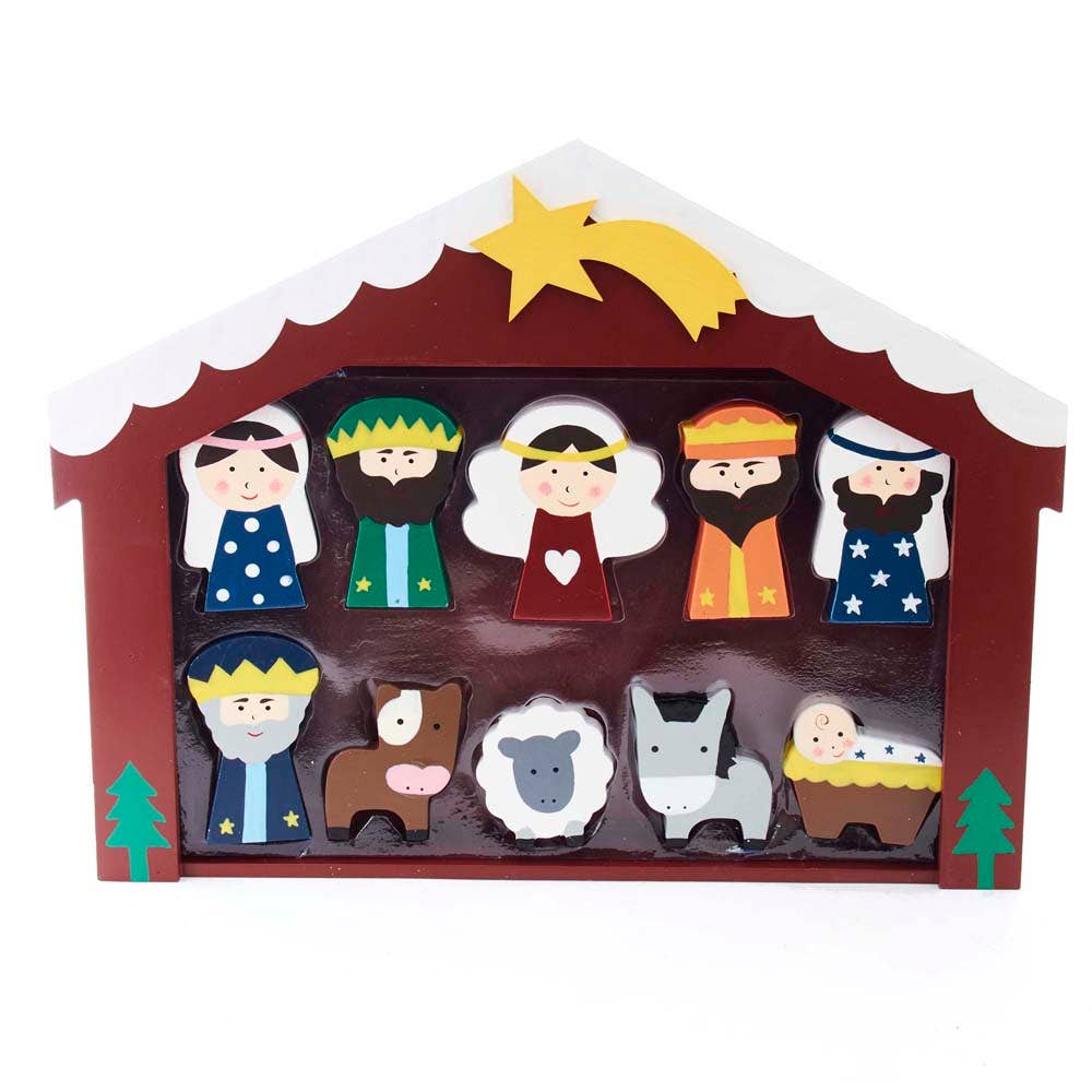 2-3"CHILDREN'S NATIVITY SET W/STABLE 10P
