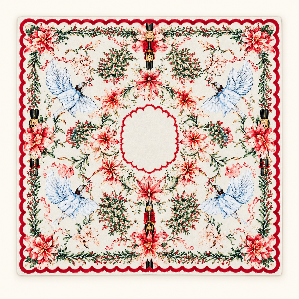 Mahjong Mat-Nutcrackers, Angels and Poinsettias Mahjong Mat