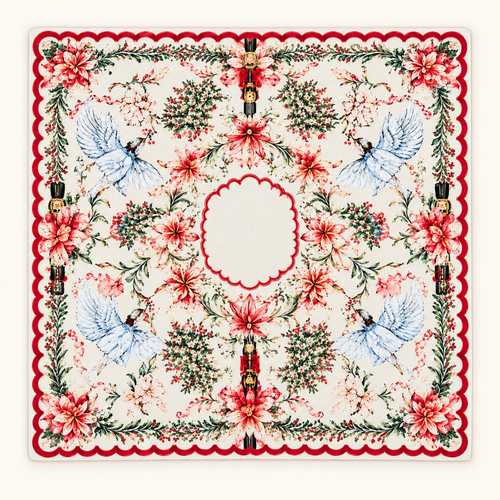 Mahjong Mat-Nutcrackers, Angels and Poinsettias Mahjong Mat