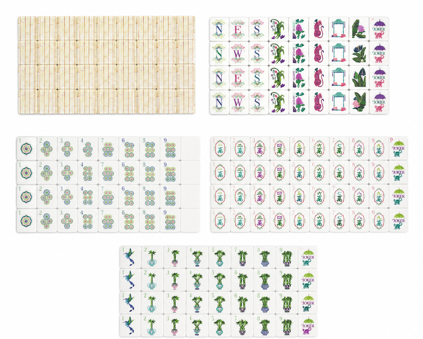 Mahjong Tile Set 160pc bamboo