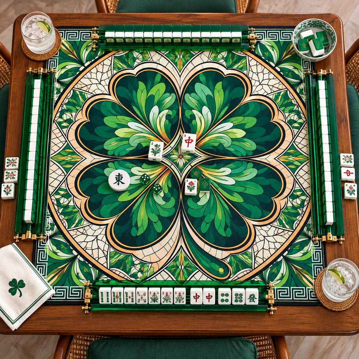 Mahjong Mat- Irish Clover