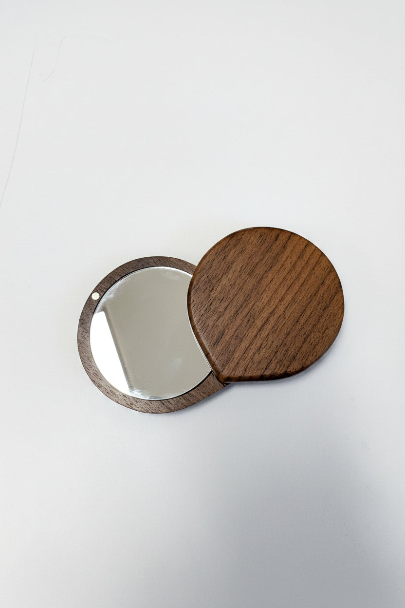 wooden personalized pocket mirror
