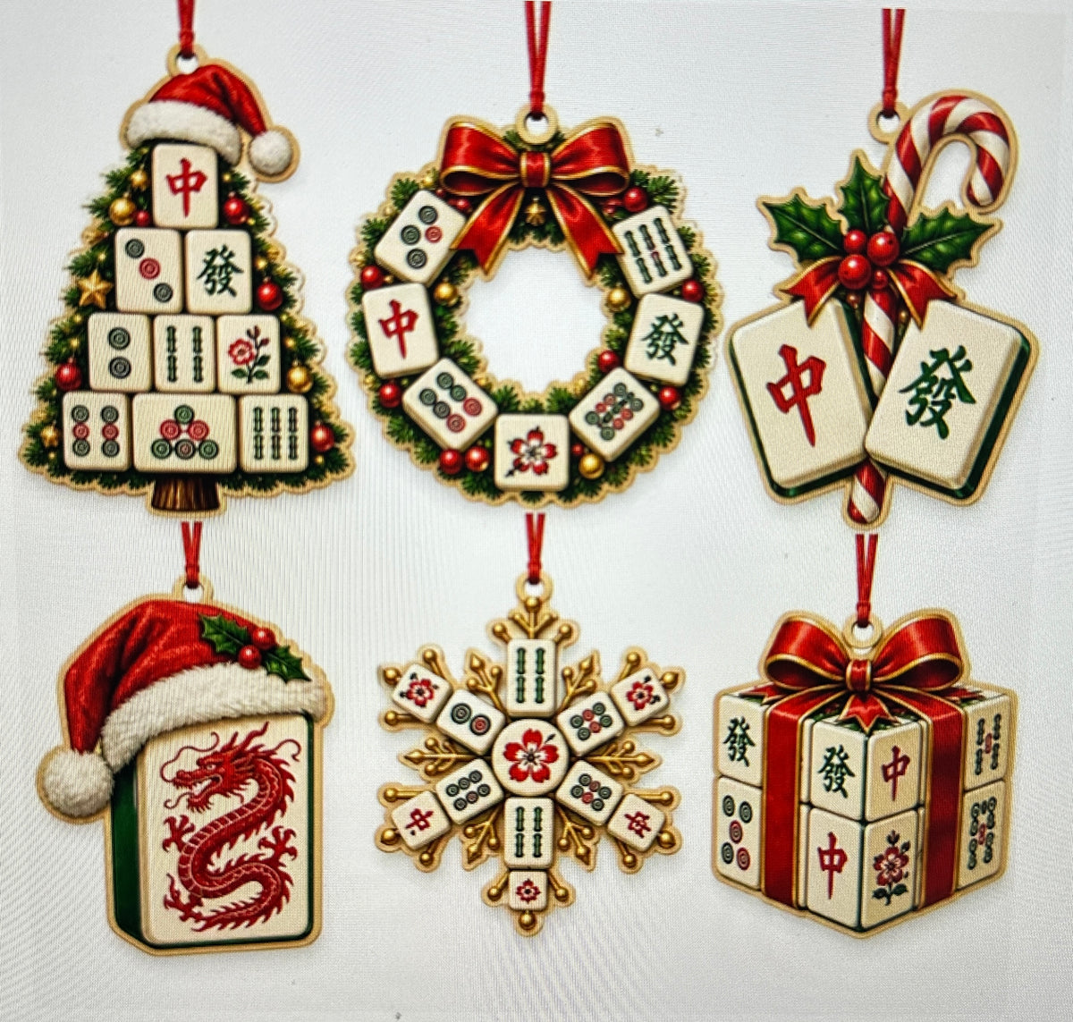Mahjong Classic 6pc Ornament Set