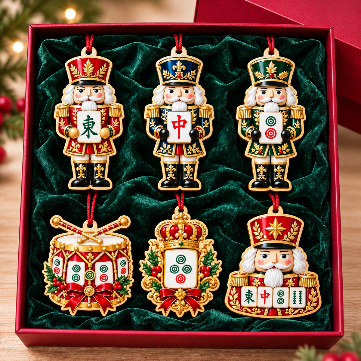 Mahjong Nutcracker 6pc Ornament Set