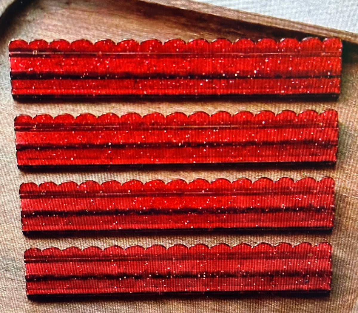 Red Chunky Glitter Mahjong Racks - set of 4