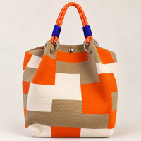 Blue, Orange, Tan & Ivory Bucket Purse