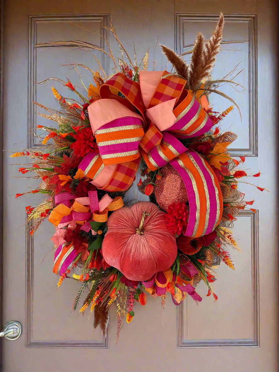 "Pumpkins and Petals" Wreath- L