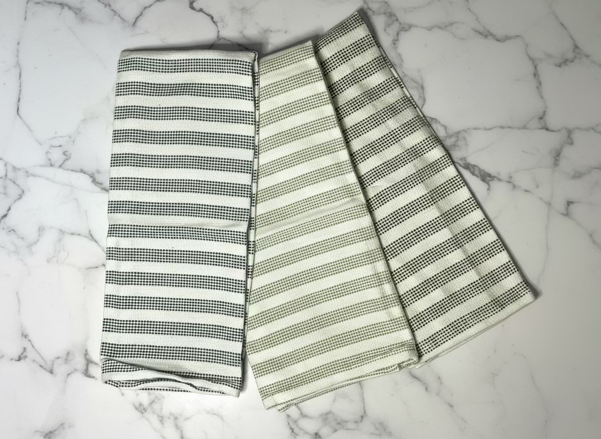 Green and Teal Kitchen Towels, set of 3