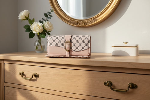 Pink and Brown Stylish Wallet\Crossbody