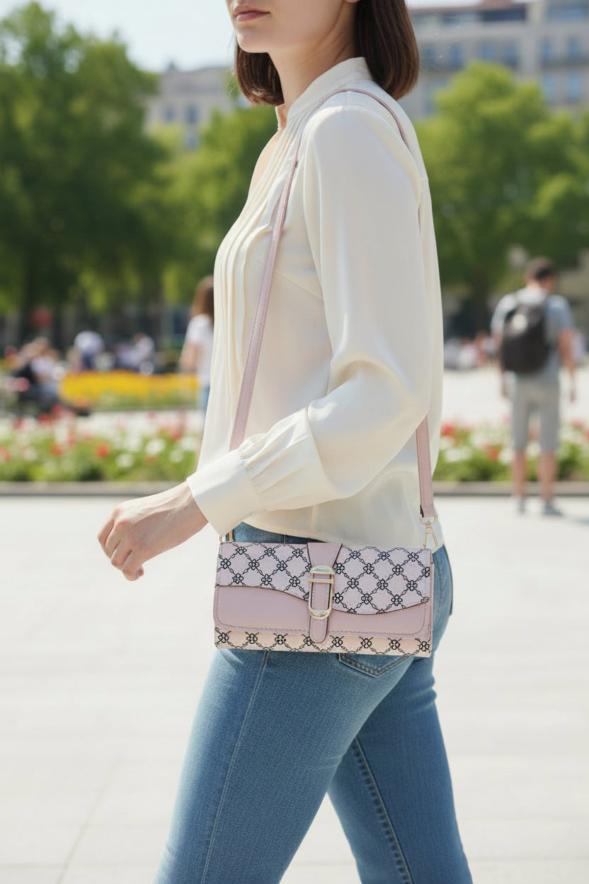 Pink and Brown Stylish Wallet\Crossbody
