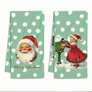 Red and Seafoam Christmas Kitchen Towels, Sets of 2