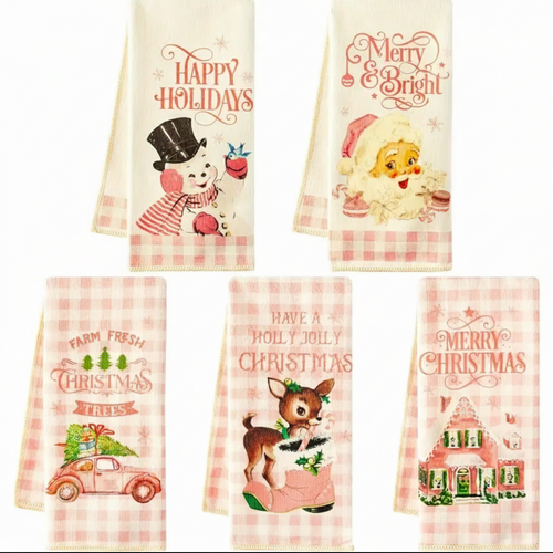 Pink Christmas Towels