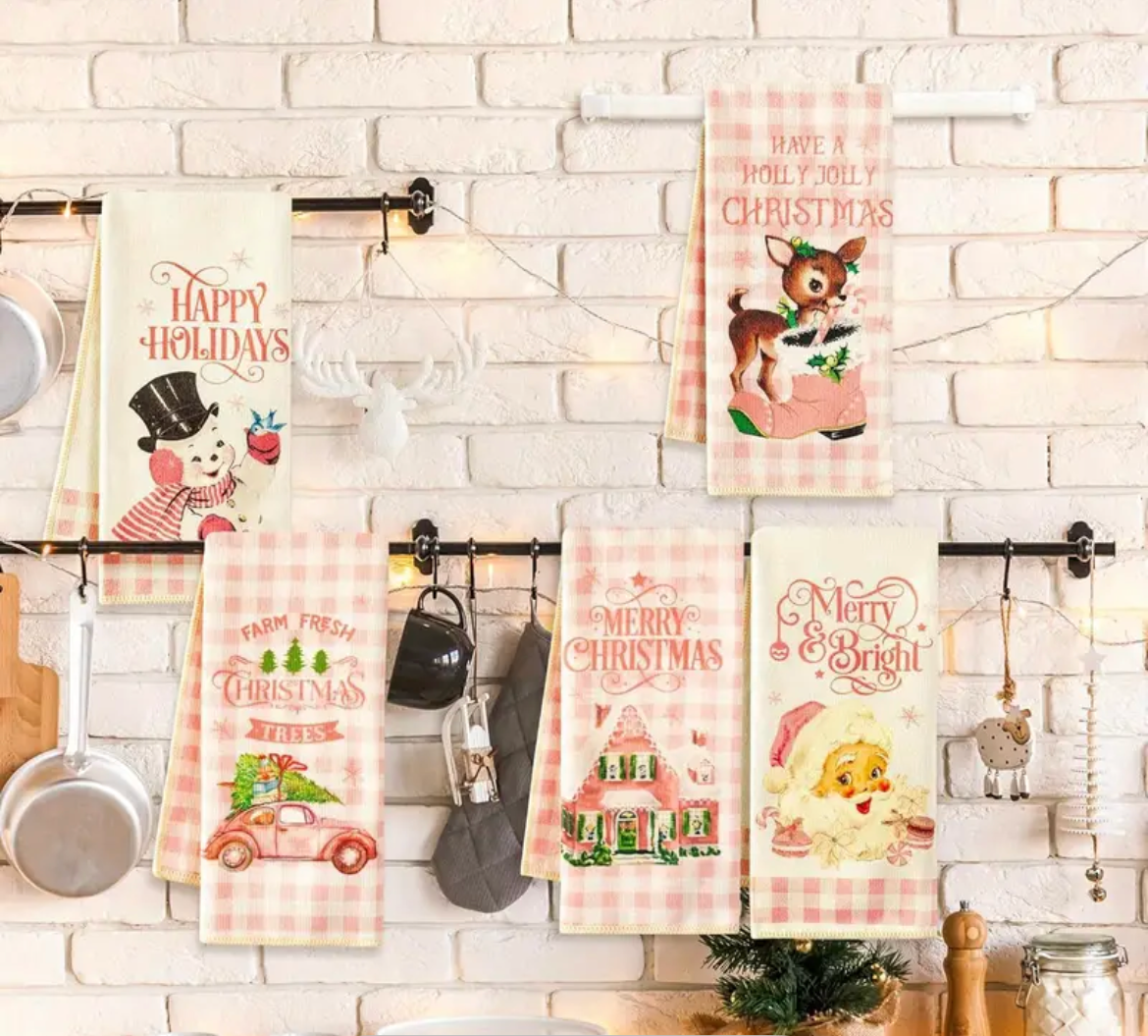 Pink Christmas Towels